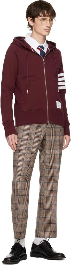 Thom Browne Burgundy Classic Loopback 4-Bar Full Zip Hoodie 4