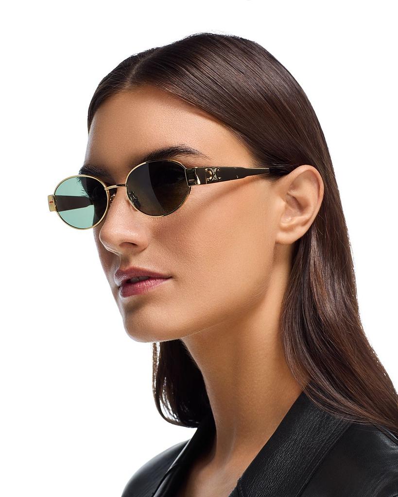 Celine Triomphe Metal Round Sunglasses, 54mm Silver-Gray
