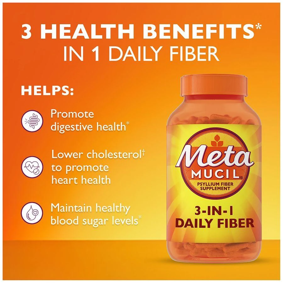 Metamucil Daily Psyllium Husk Powder Supplement, 3-in-1 Fiber for Digestive Health 4