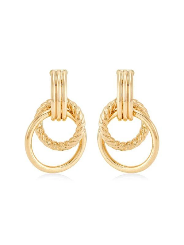 Saks Fifth Avenue 14K Yellow Gold Doorknocker Hoop Earrings 2