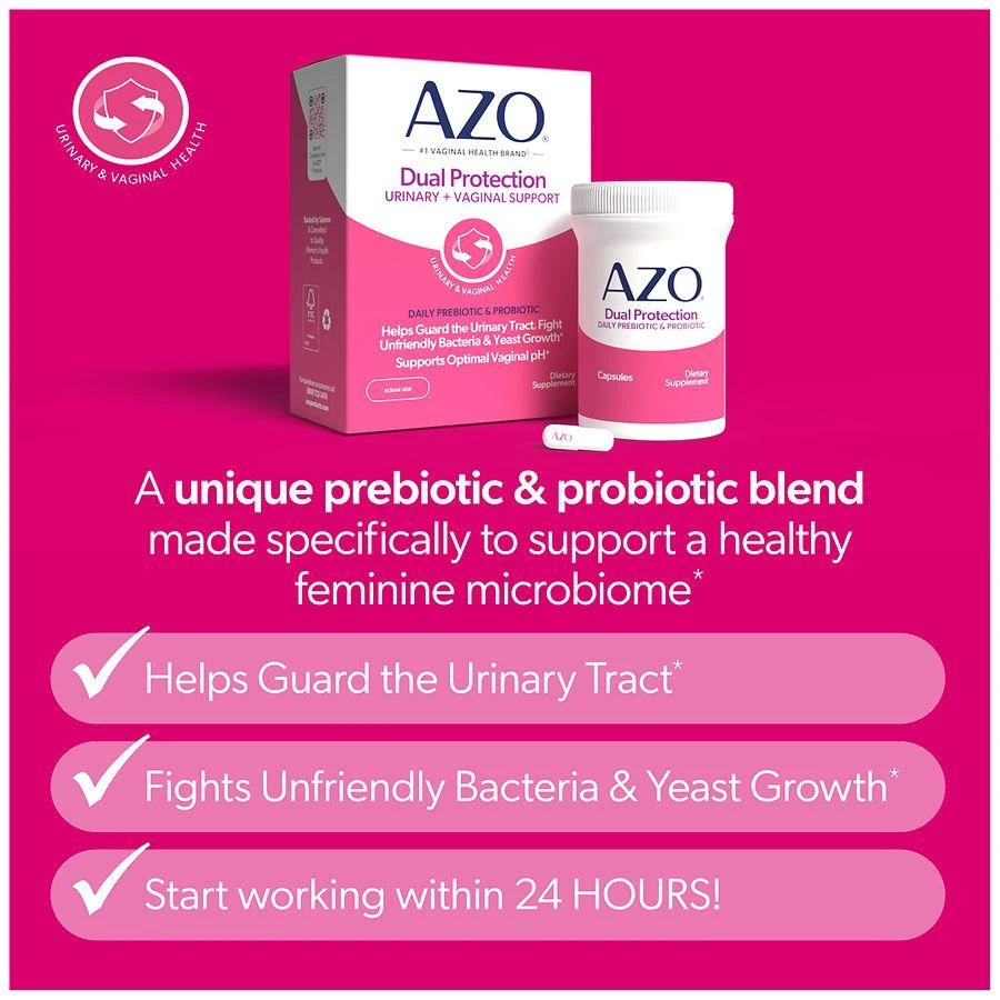 AZO Dual Protection Urinary + Vaginal Support Prebiotic Capsules 2
