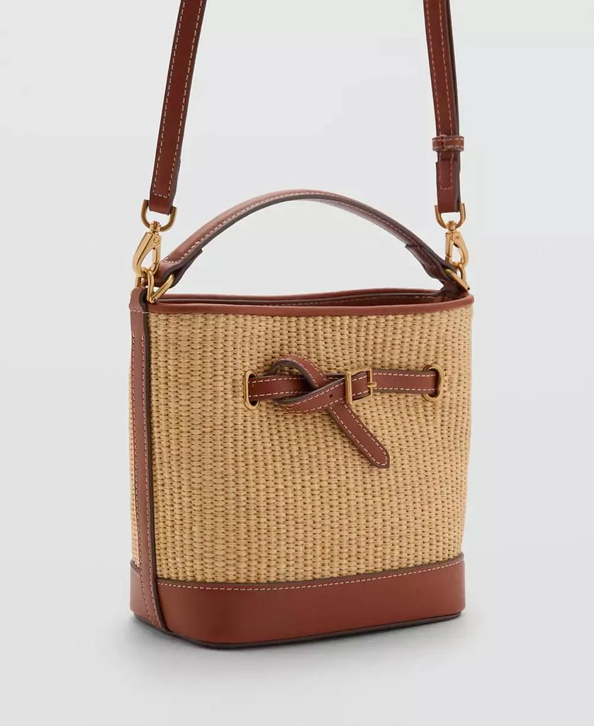 Mango Women's Buckle Detail Canvas Bucket Bag 2