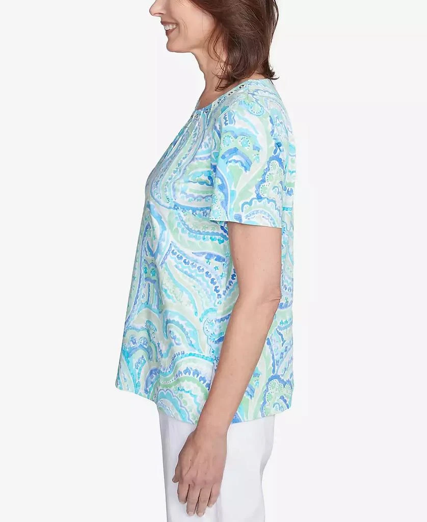 Alfred Dunner Petite  Pleated Crew Neck Paisley Top 4