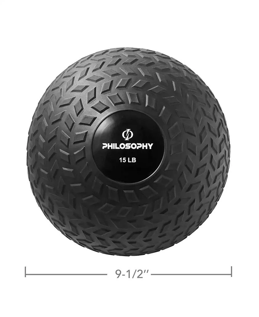 Philosophy Gym Slam Ball, 15 LB - Weighted Fitness Medicine Ball with Easy Grip Tread 3