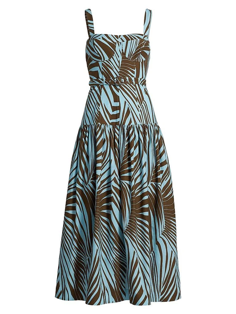 Nicholas the Label Women's Lidia Printed Bustier Drop-Waist Maxi Dress - Rhea Sky Palm - Size 0 Nicholas the Label Women's Lidia Printed Bustier Drop-Waist Maxi Dress - Rhea Sky Palm - Size 0