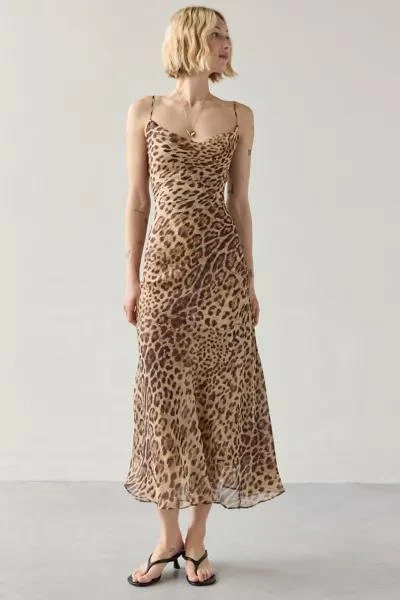 Bardot Bardot Monroe Leopard Print Cowl Neck Cami Maxi Dress 1