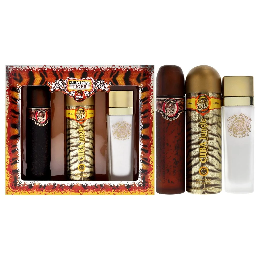 cuba Jungle Tiger by  for Women - 3 Pc Gift Set 3.3oz EDP Spray, 6.7oz Deodorant Body Spray, 4.3oz Body Lotion 1