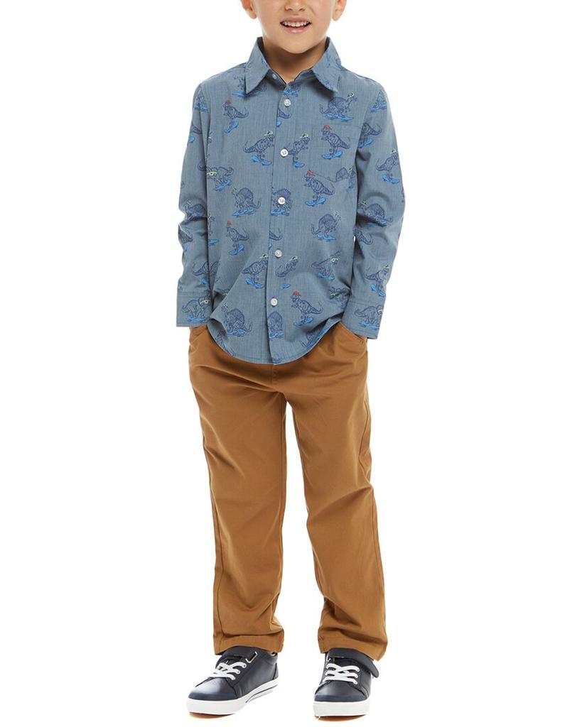 Andy & Evan Andy & Evan Plaid Button-Down & Twill Pant Set