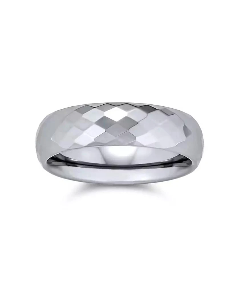 Bling Jewelry Multi Faceted Prism Cut Titanium Band Rings Tone Comfort Fit 2