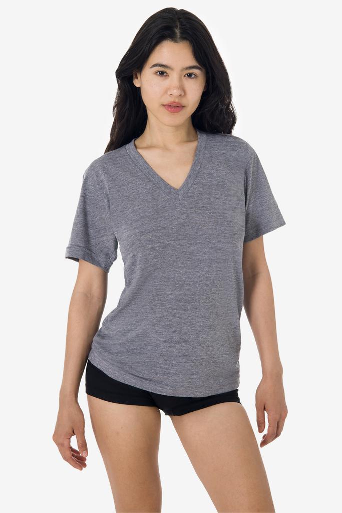 wholesale-losangelesapparel TR61 - 3.7oz Short Sleeve Tri-Blend V-Neck