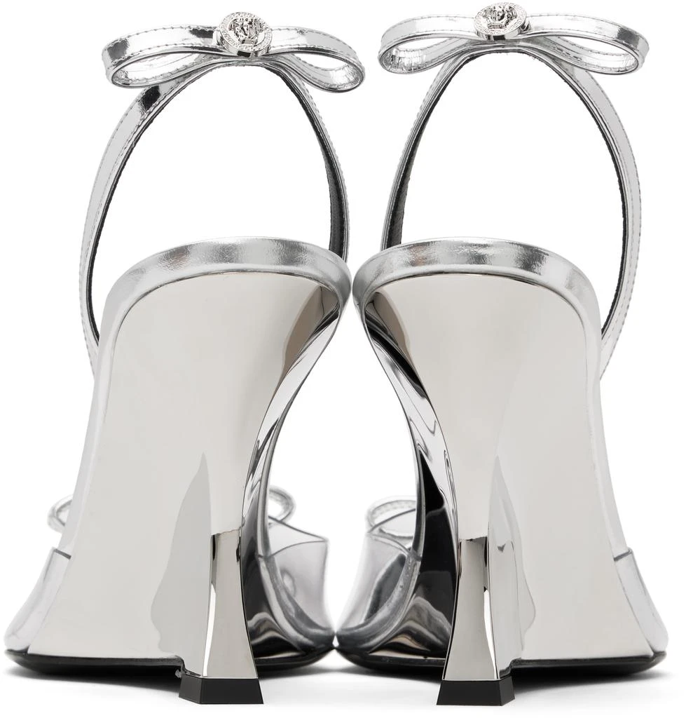 Versace Silver Gianni Ribbon Metallic Wedge 95mm Heels 2