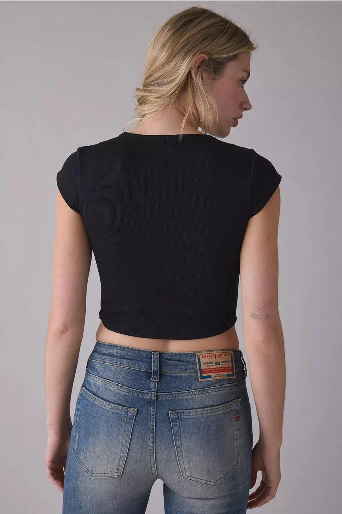 True Religion True Religion Graphic Lace-Up Cap Sleeve Rib Baby Tee 2