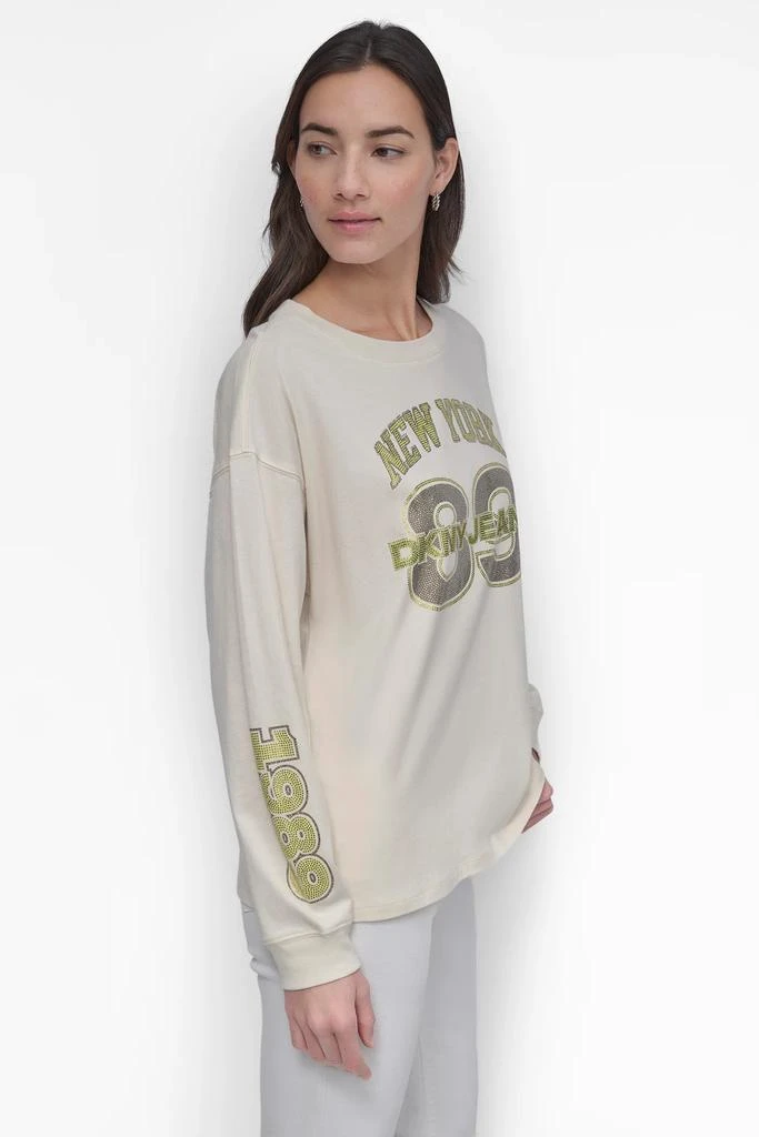 DKNY 89 MULTI COLOR RHINESTONE LOGO LONG SLEEVE TEE 3