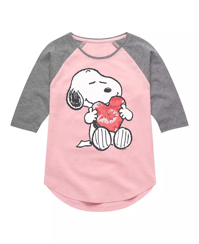 Peanuts Big Girls Snoopy Heart Graphic Raglan Top