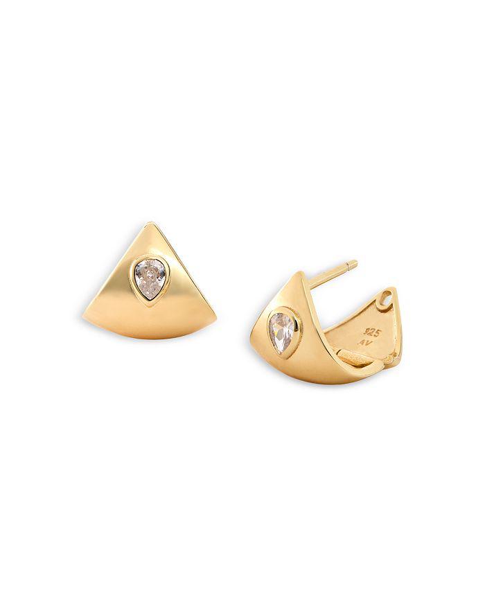 Argento Vivo Shield Cubic Zirconia Earrings in 18k Gold Plated Sterling Silver