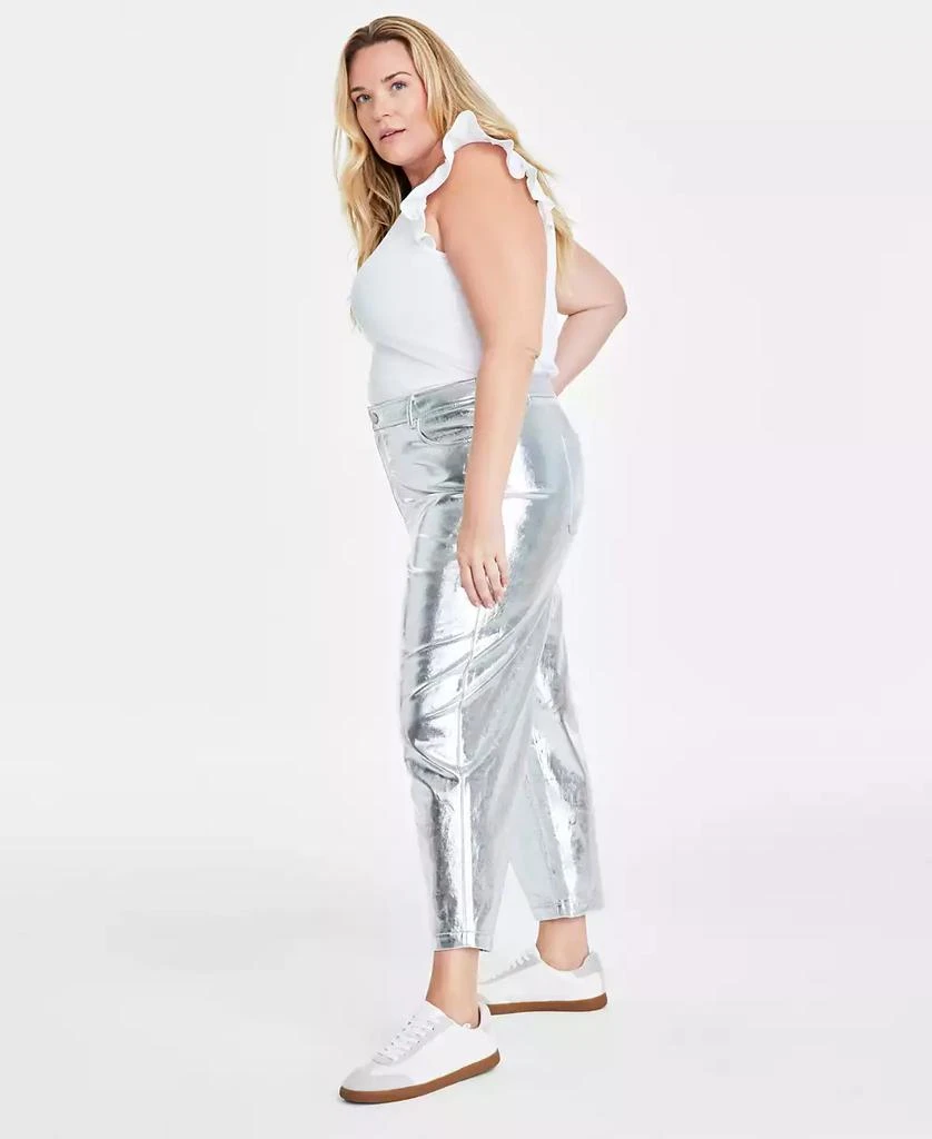 On 34th Trendy Plus Cropped Straight-Leg Metallic Pants, Created for Macy's 2