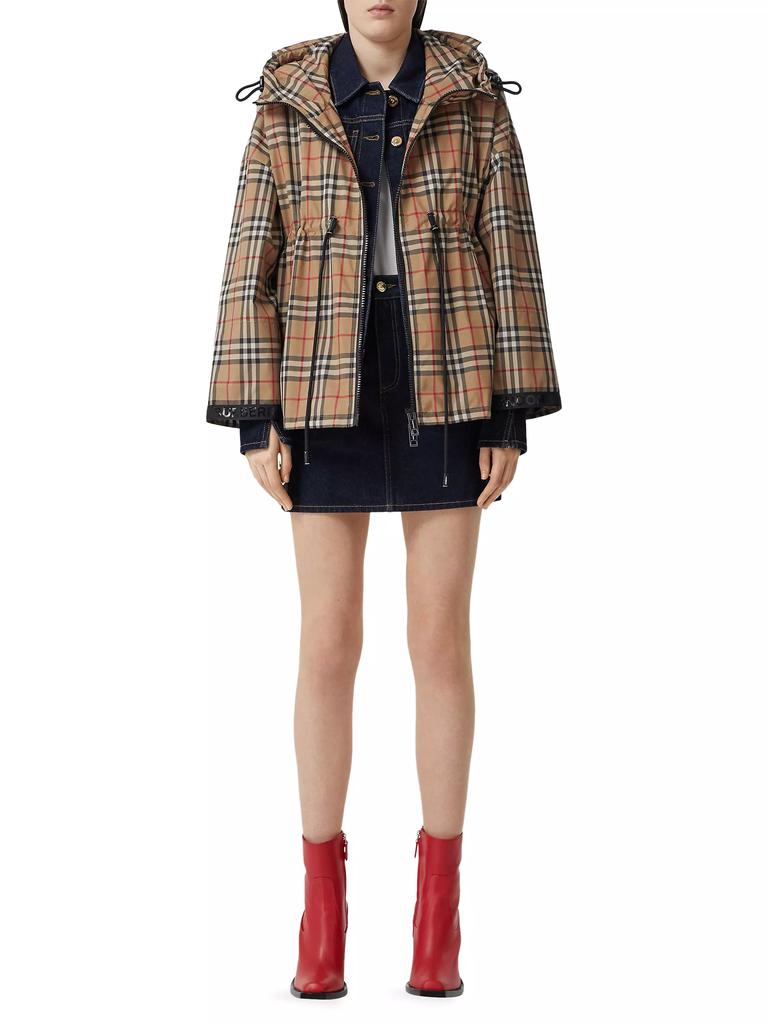 Burberry Bacton Hooded Check Logo Coat - Jackets - Free
