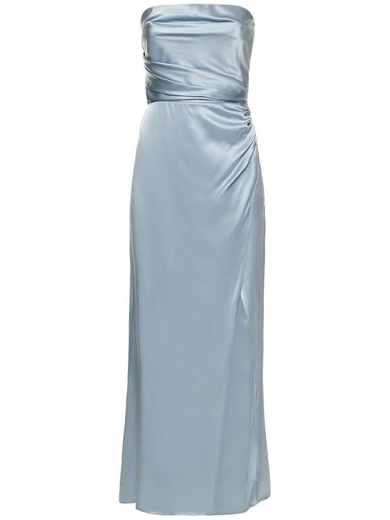 REFORMATION Barrow Silk Satin Strapless Long Dress