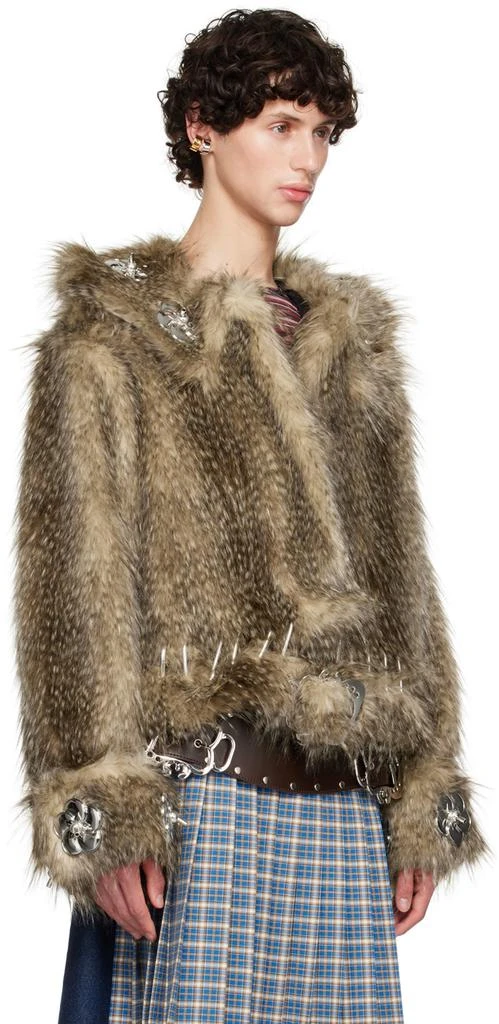 Chopova Lowena Brown Queenie Faux-Fur Jacket 2