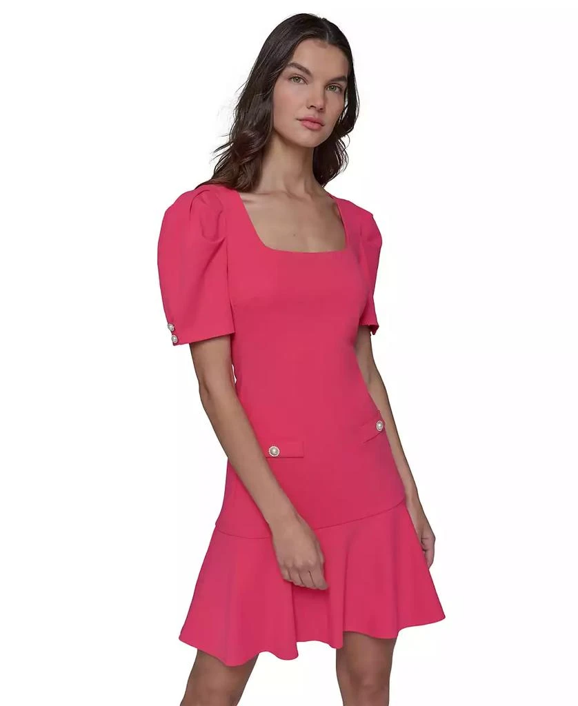 Karl Lagerfeld Paris Women's Puff-Sleeve Flounce-Hem Dress 2