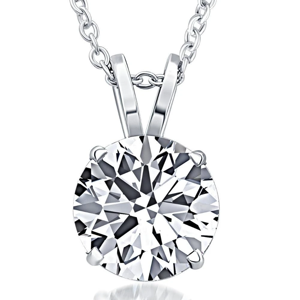 Pompeii3 2Ct Certified Round Diamond Solitaire Pendant 14k Gold Necklace Lab Grown