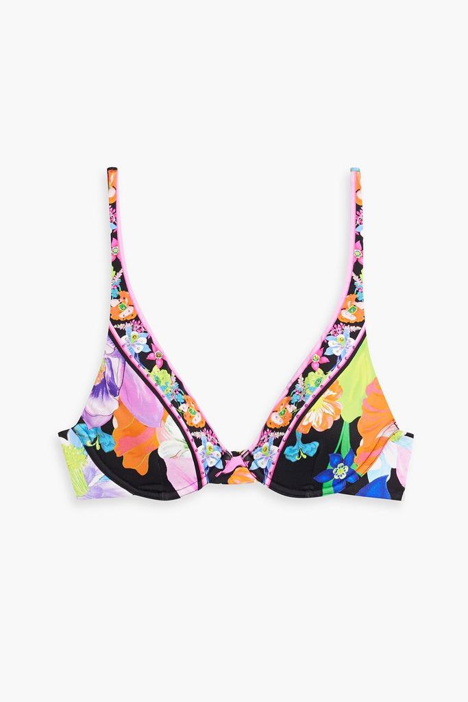Camilla Crystal-embellished floral-print underwired bikini top