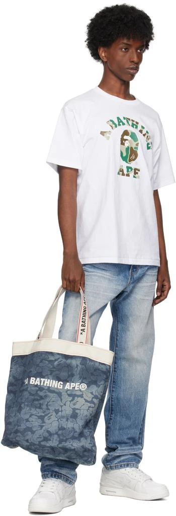 Bape Blue Solid Camo Denim Tote 4
