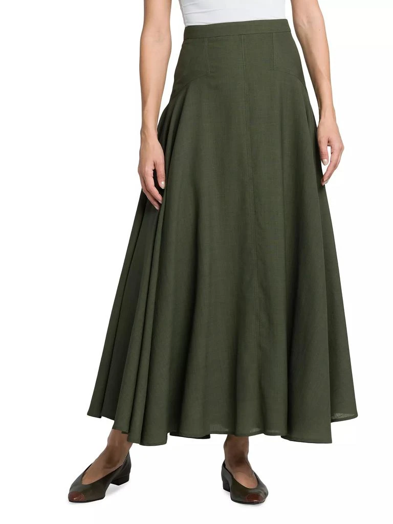Loro Piana Flavia Breeze Wool A-Line Midi-Skirt 2