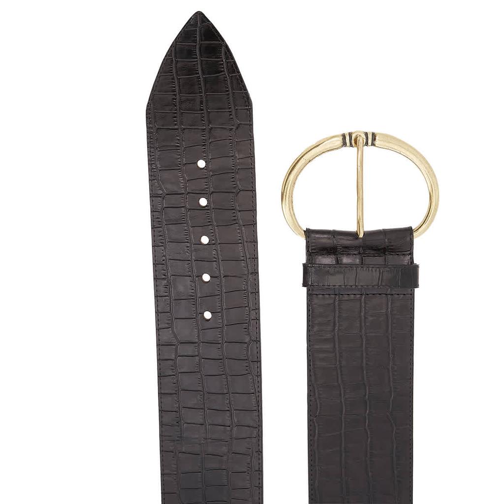 MAISON BOINET Black Calfskin Crocodile Style Corset Belt