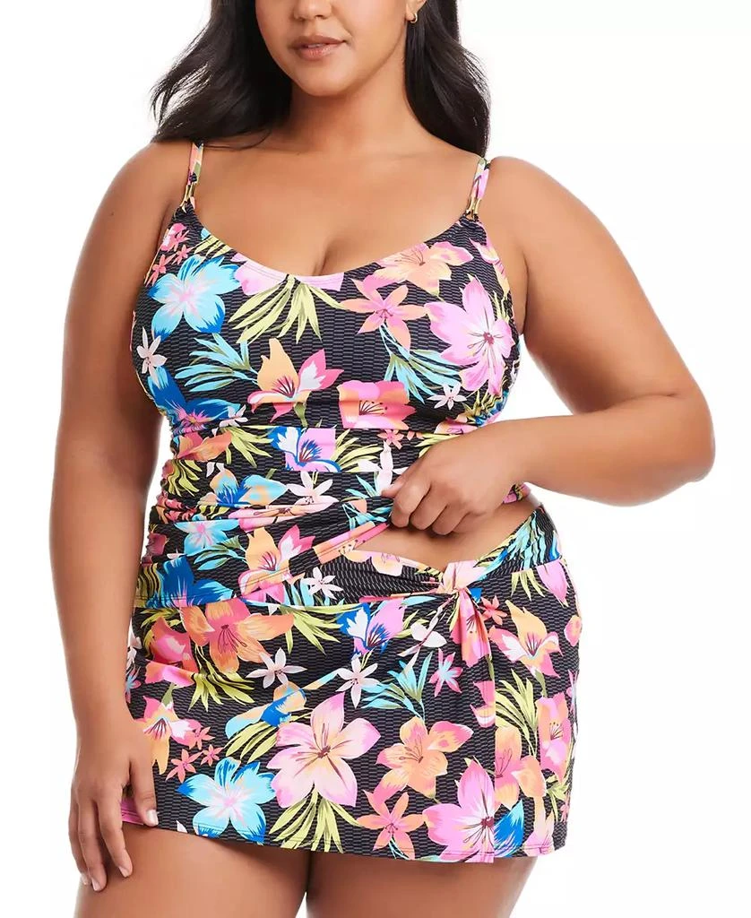 Bleu Rod Beattie Plus Size Printed Sweet Escape Draped Hipster Swim Skirt 3