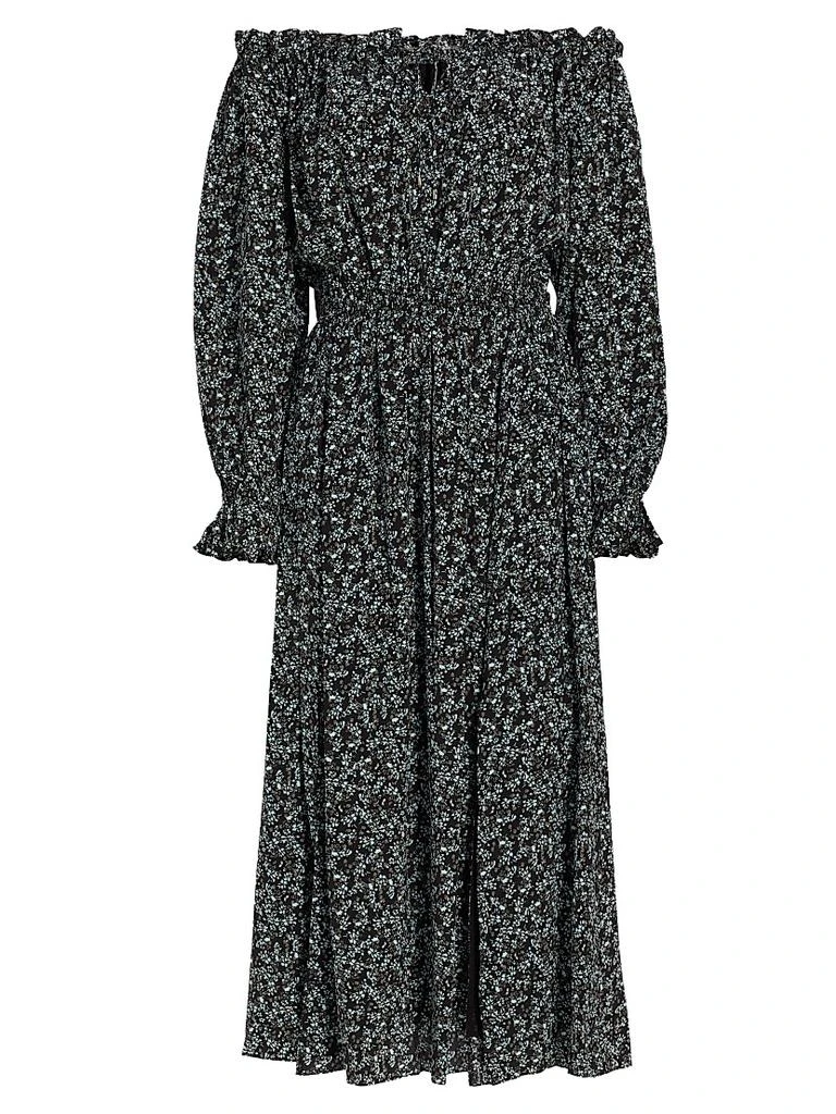 Tahari Night Floral Silk Off-The-Shoulder Midi-Dress 1