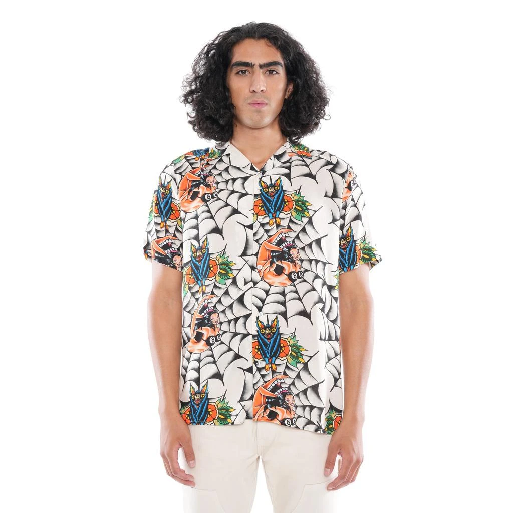 Cult Of Individuality Yakuza Short Sleeve Woven Shirt In Cream 1