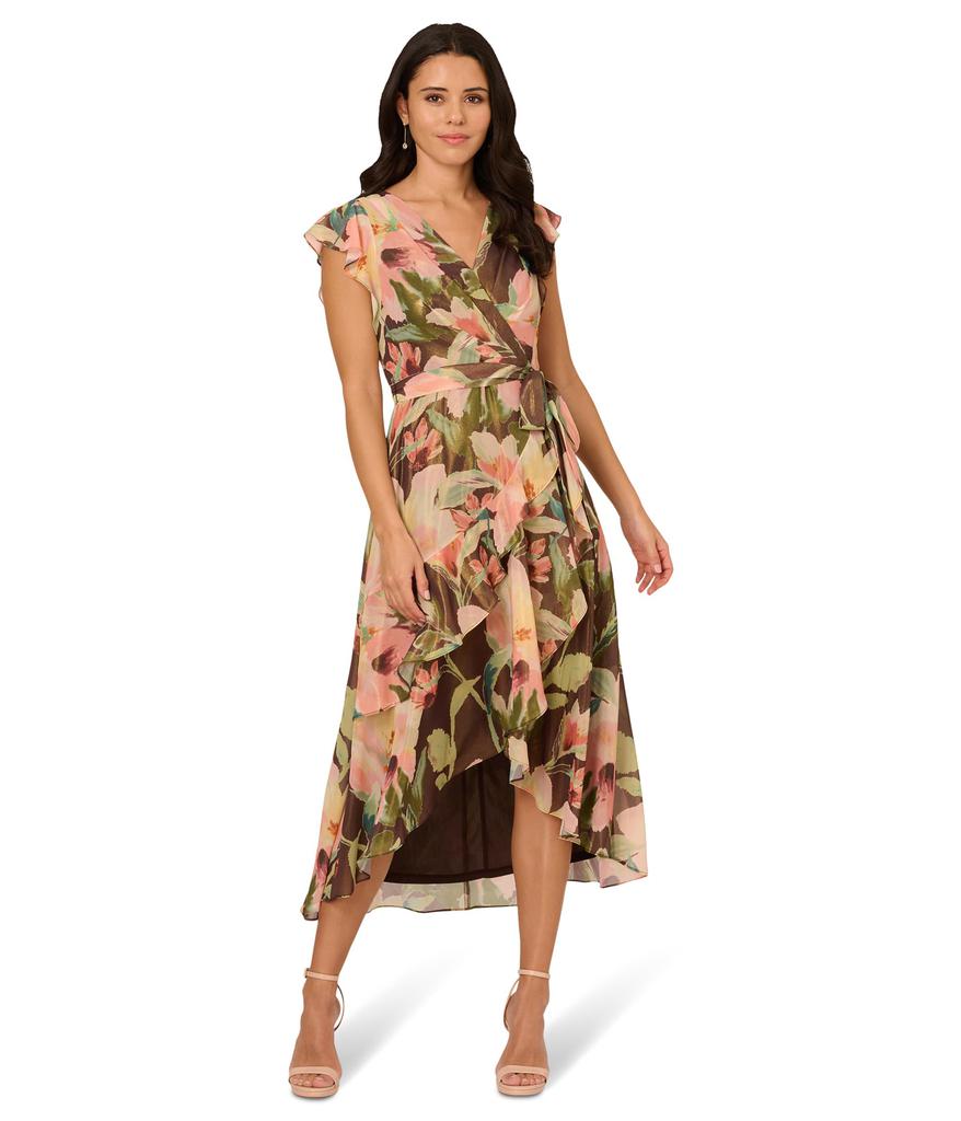 Adrianna Papell Floral Hi-Low Midi Dress