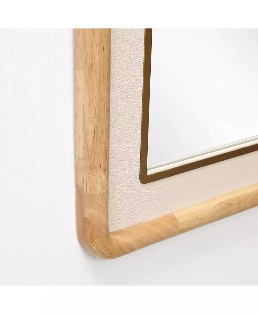 LuxenHome Rounded Rectangle Decorative Wall Mirror, 35" Rubberwood Frame with PU Leather Accent 9