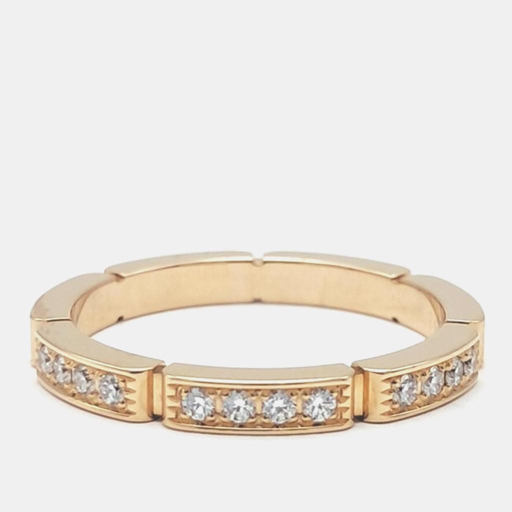 Cartier Cartier 18K Rose Gold Maillon Panthère Diamond Paved Rows Ring Size 56