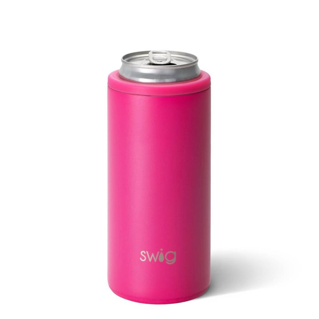 swig LIFE Skinny Can Cooler - 12 Oz In Matte Hot Pink