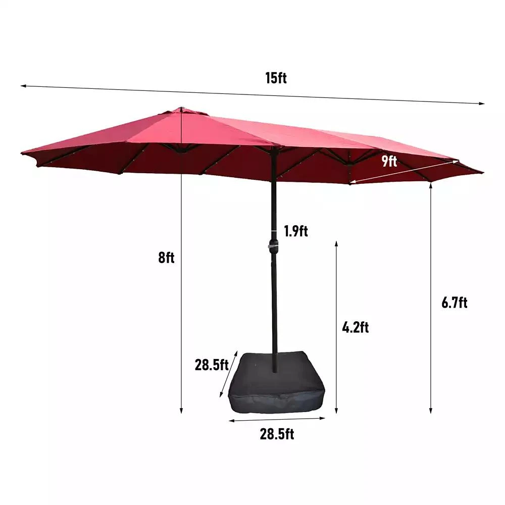 Streamdale Furniture 15
 x 9
 Double-Sided Crank Patio Umbrella with Vent and UV Protection 9