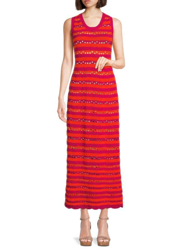 SONIA RYKIEL Ray AJ Fleur Striped Eyelet Maxi Dress 1