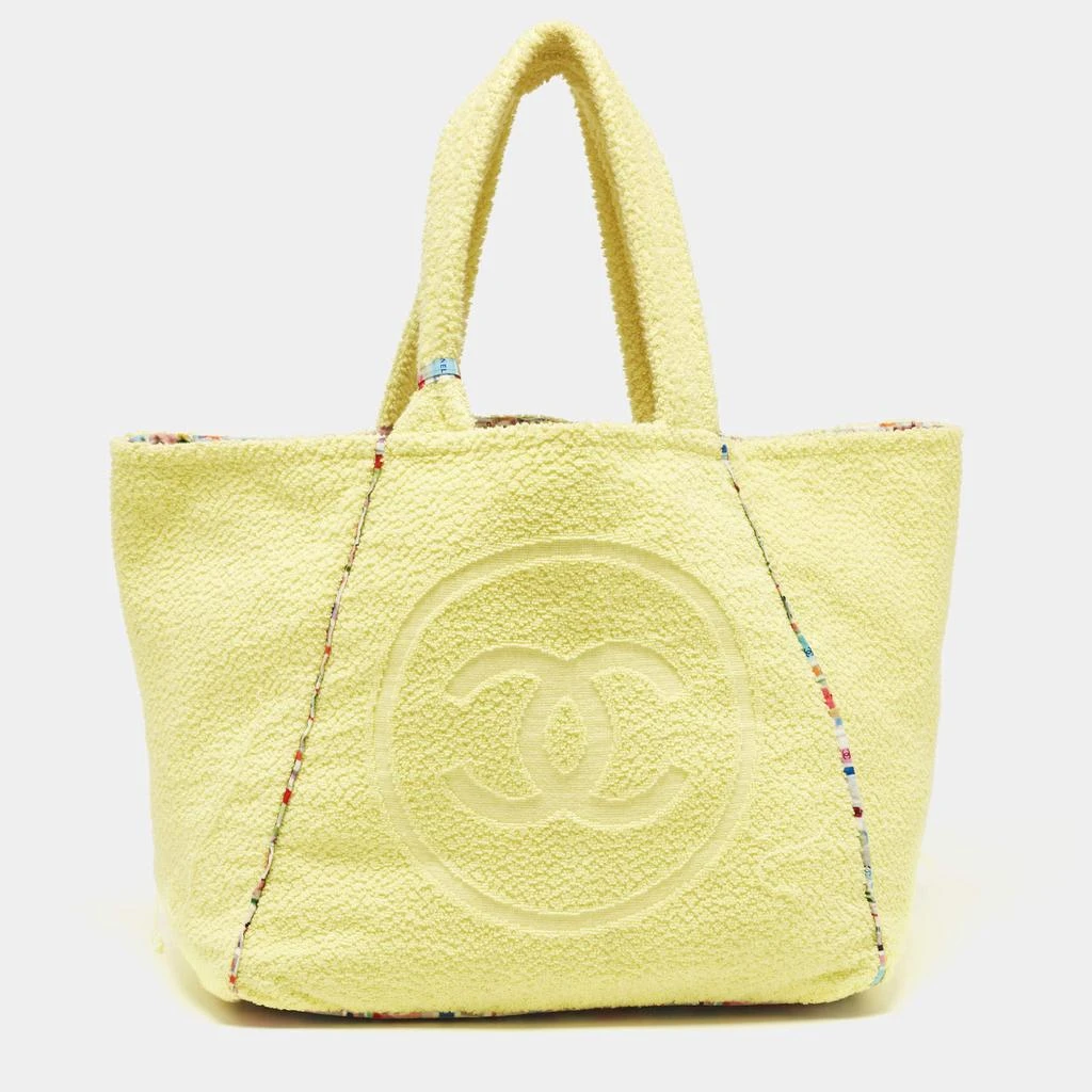 Chanel Chanel Yellow Terry Cloth CC Beach Tote w/Towel Set 4