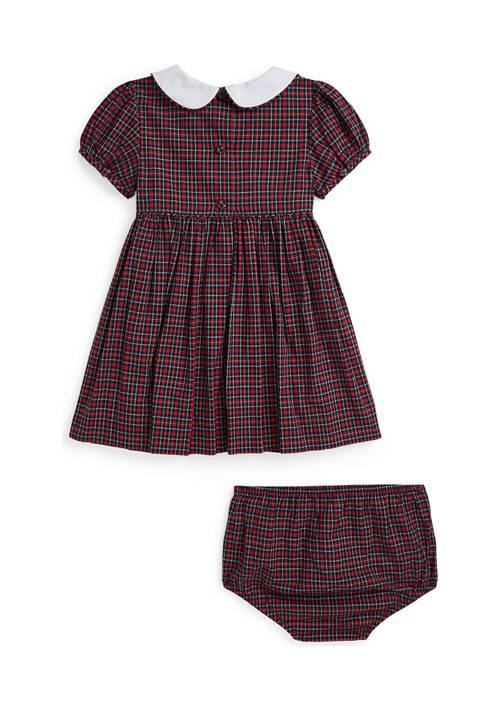 Ralph Lauren Lauren Childrenswear Baby Girls Plaid Smocked Cotton Dress Bloomer
