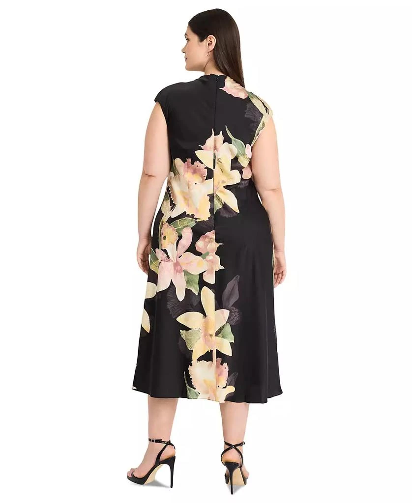 Maggy London Plus Size Floral Draped Midi Dress 4