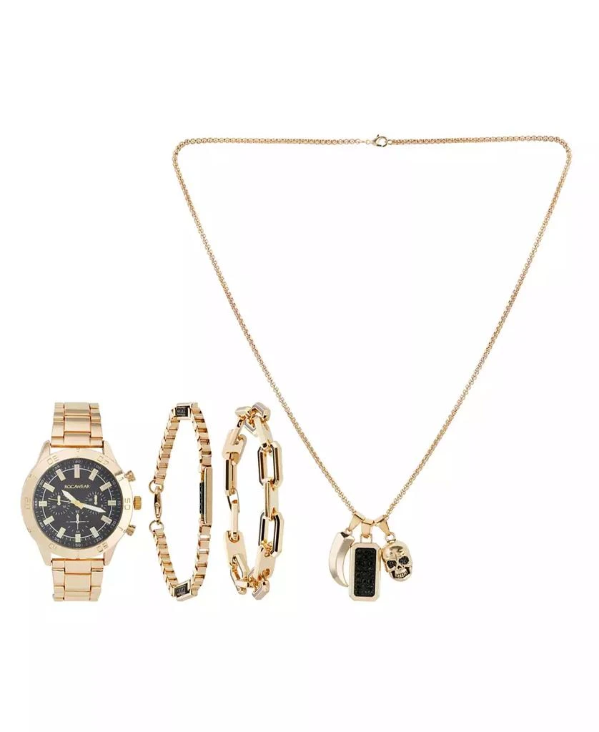 Rocawear Men's Shiny Gold-Tone Metal Bracelet Watch 49mm Set 1