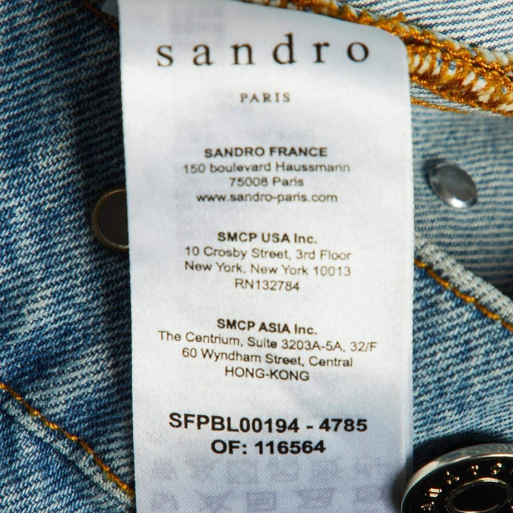 Sandro Sandro Blue Denim Mirror Studded Button Front Jacket S 7