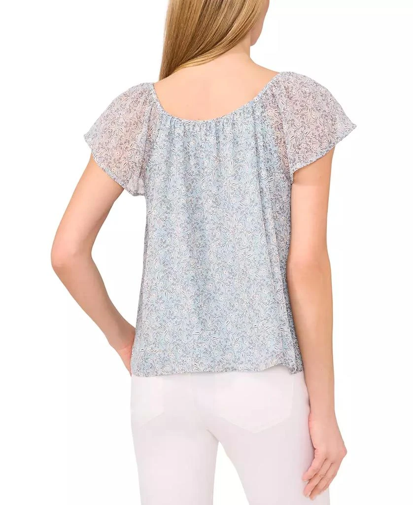 CeCe Women's Printed Flutter-Sleeve Top 3