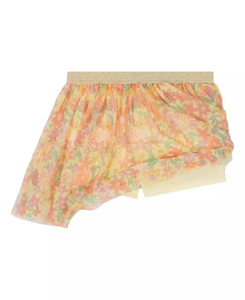 KIDS HEADQUARTERS Toddler and Little Girls 2-Piece Puff Sleeve Jersey Top Floral Print and Tulle Skort Set 3