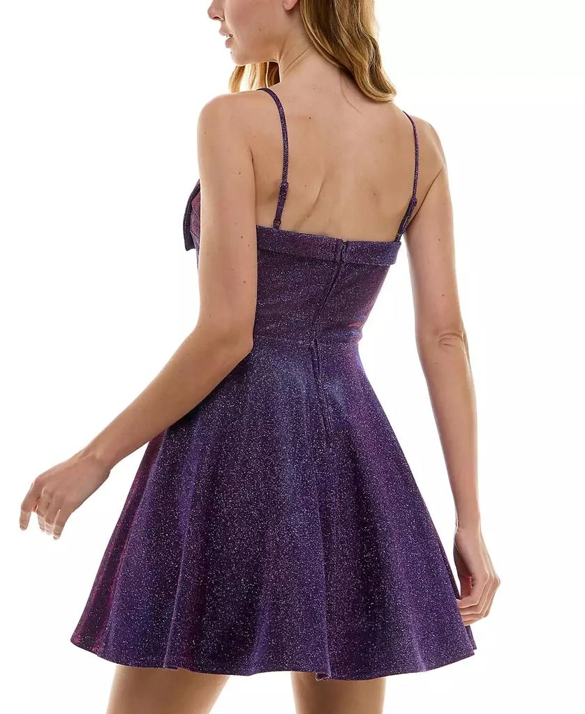 City Studios Juniors' Straight-Neck Bow-Trim Skater Dress 2