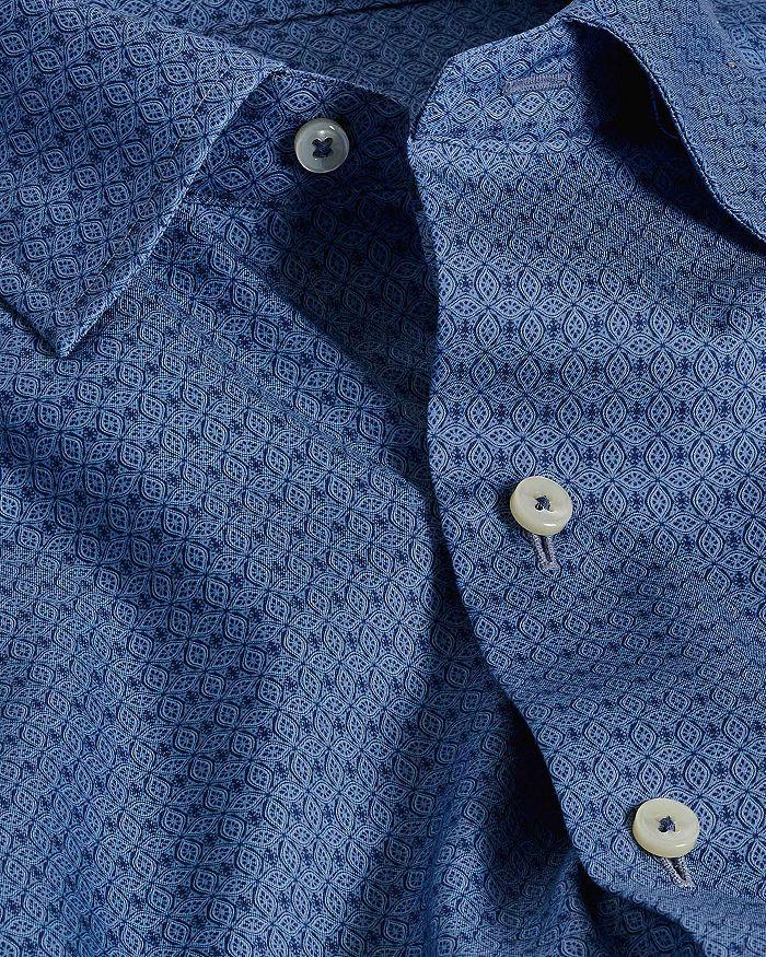 David Donahue Regular Fit Tonal Geometric Print Sport Shirt