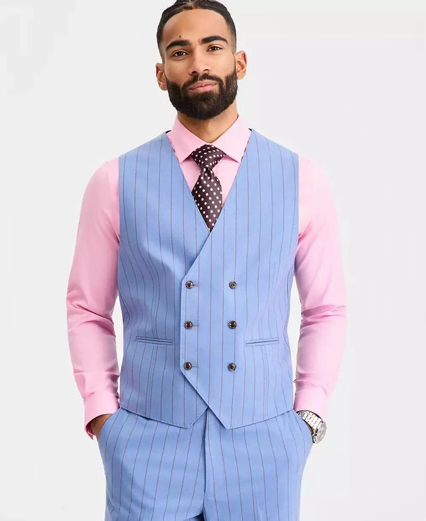Tayion Collection Men
s Classic-Fit Blue Stripe Suit Separates Vest