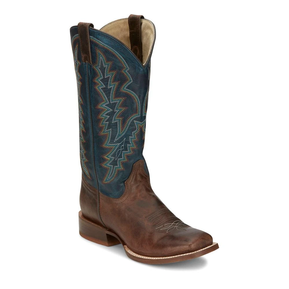 Tony Lama Camarillo Embroidered Wide Square Toe Pull On Cowboy Boots 2