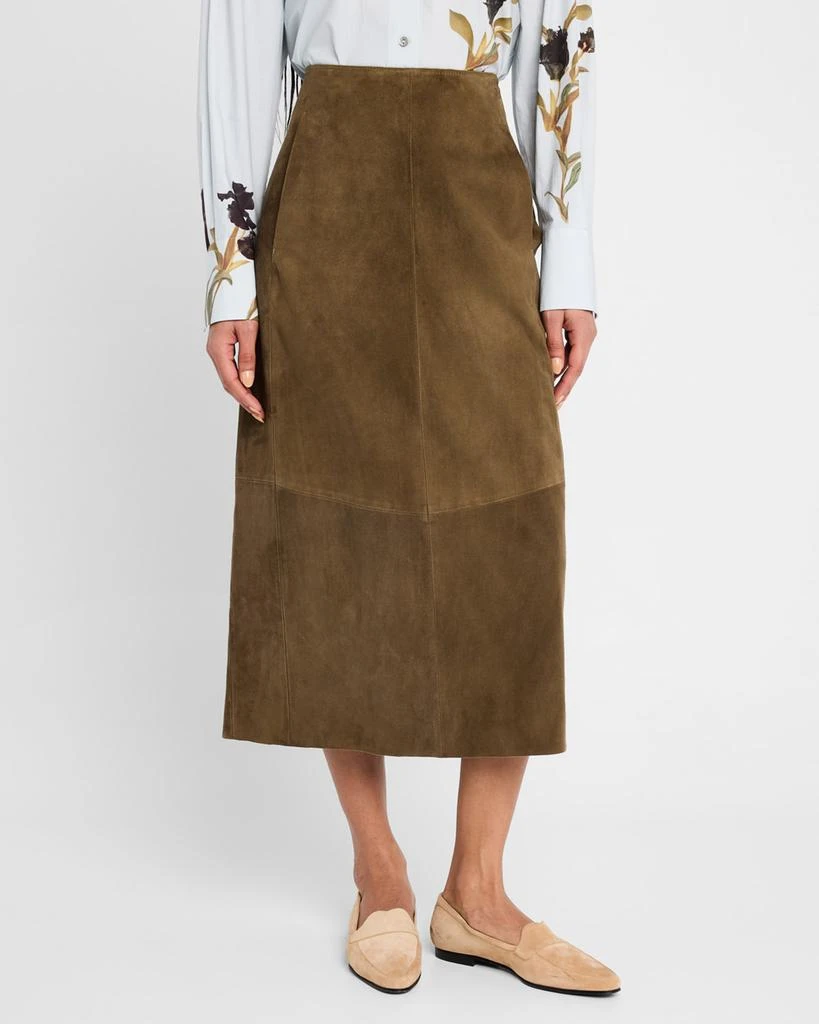 Vince Mid-Rise Suede Midi Skirt 4